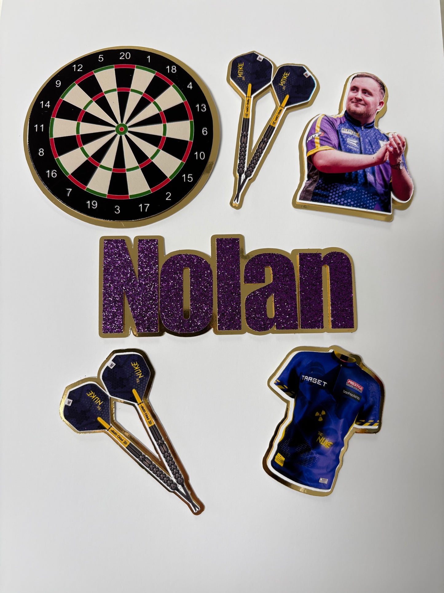 Darts theme cake topper set Luke littler