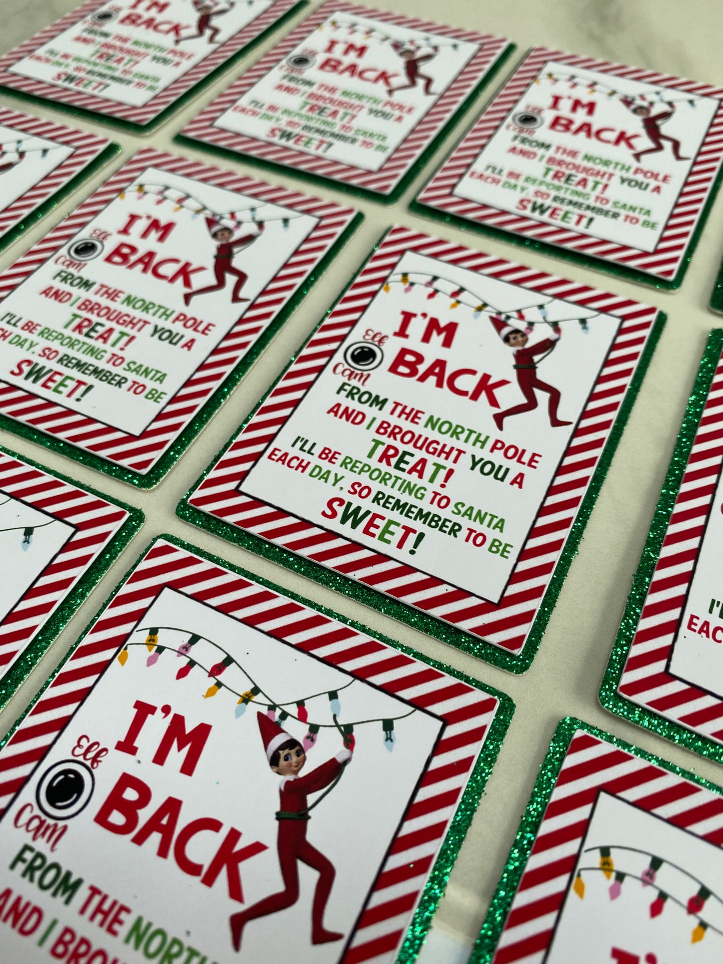 Elf I’m back cupcake toppers