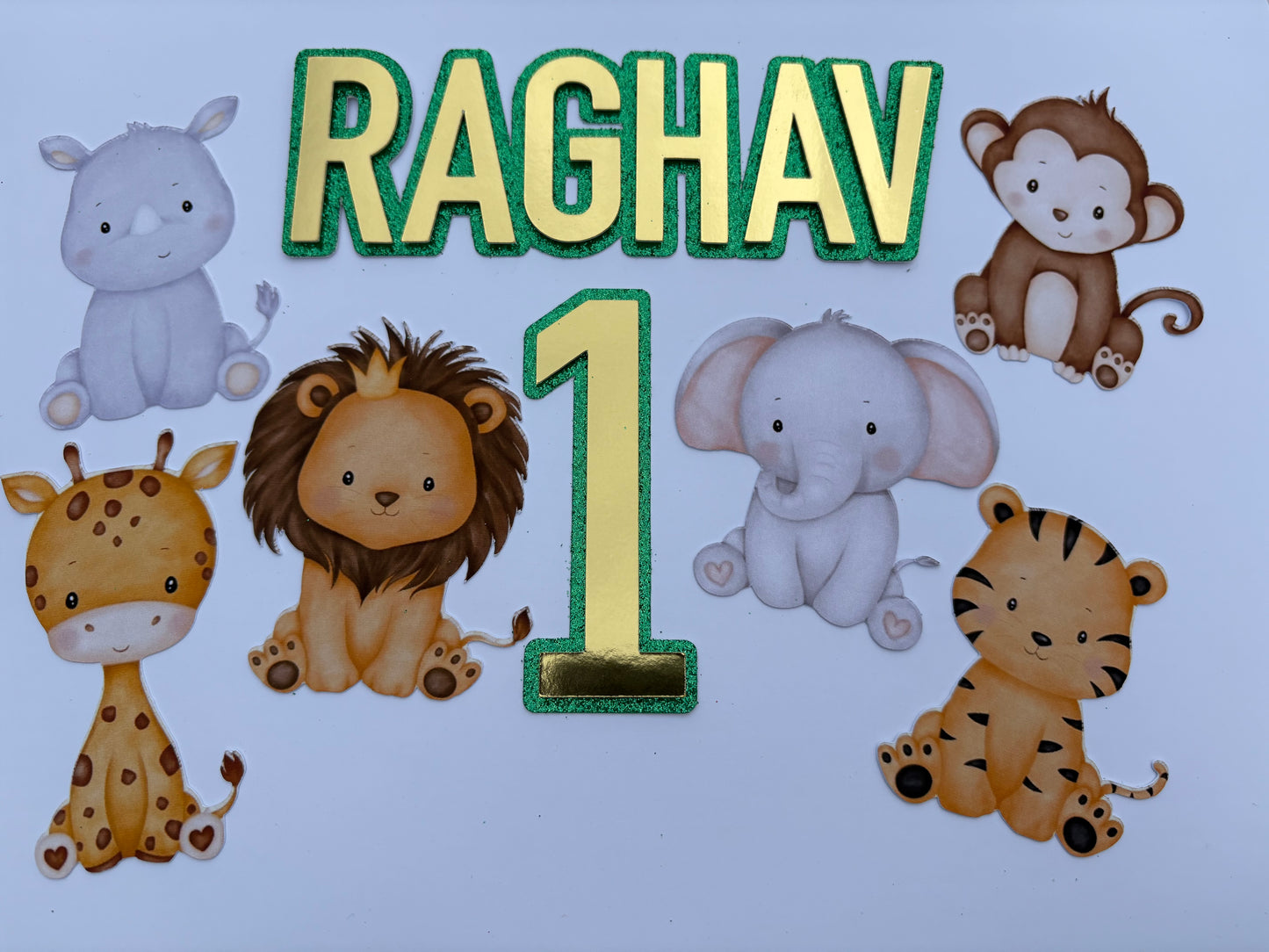Safari cake topper set with personalised name & age