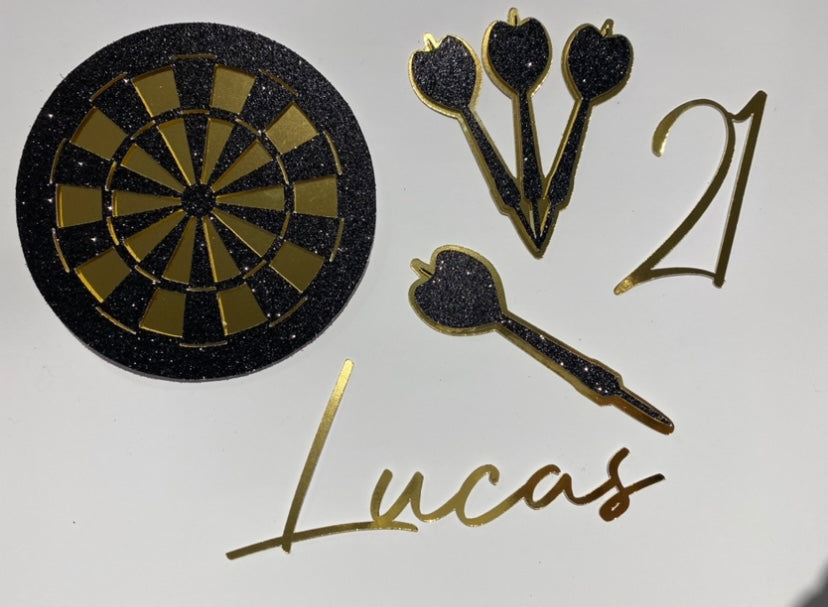 Darts theme cake topper set