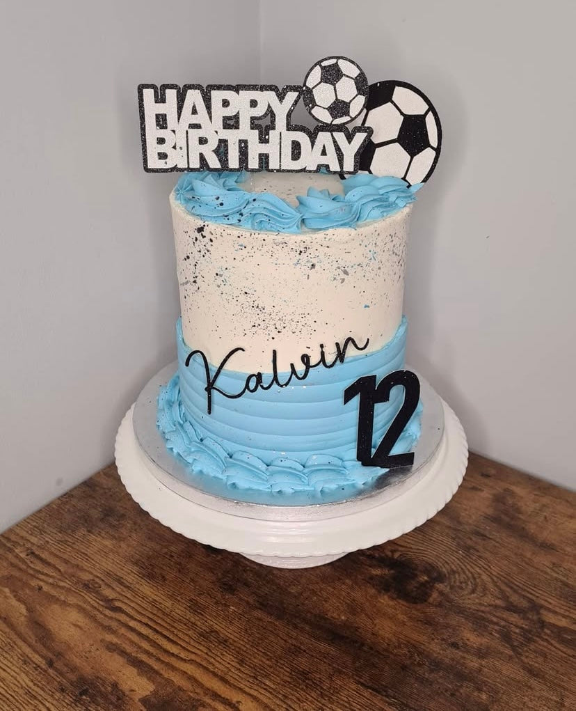 Football theme cake topper set with personalised name & age