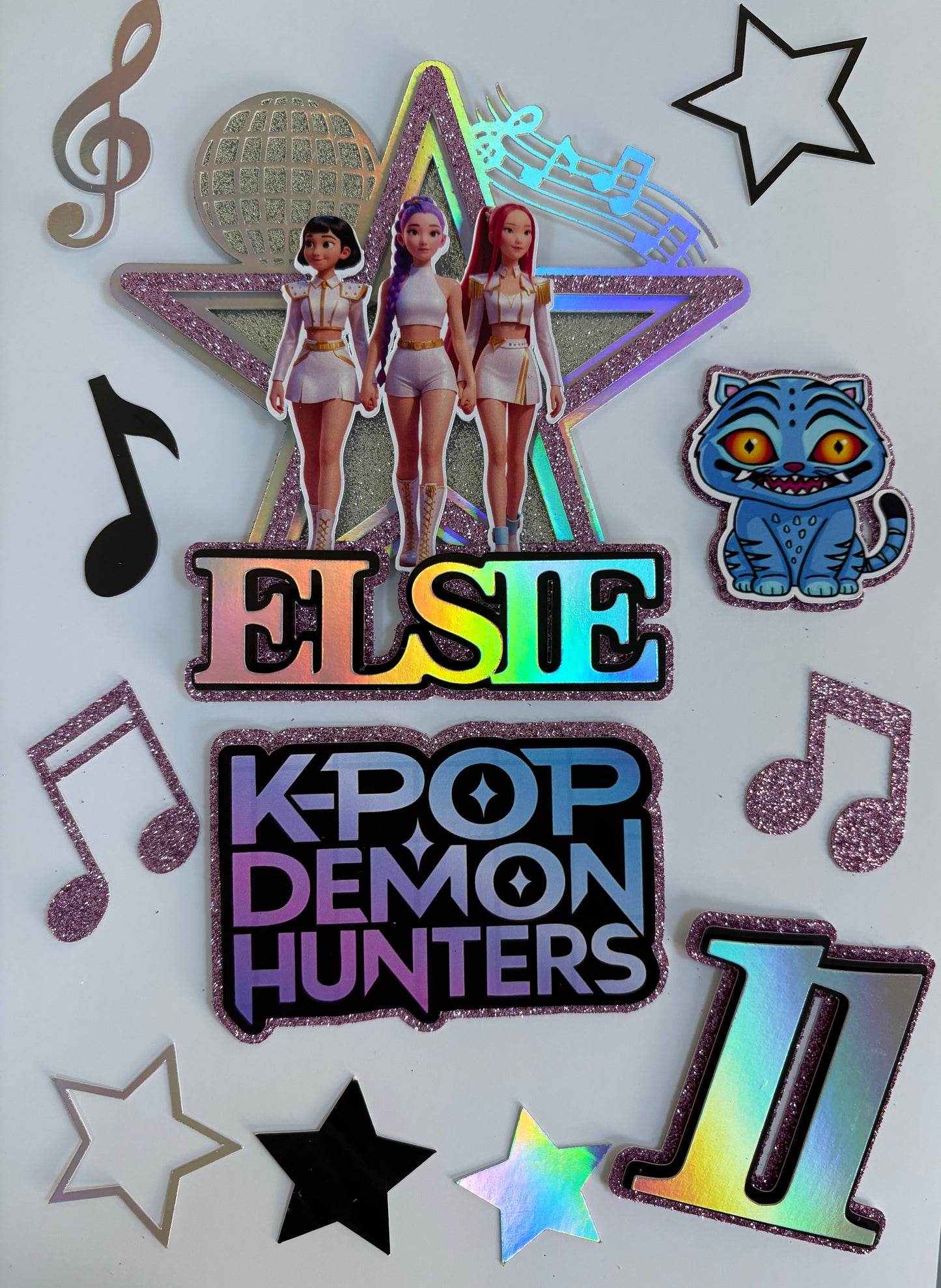 Kpop demon hunters cake topper set with personalised name and age
