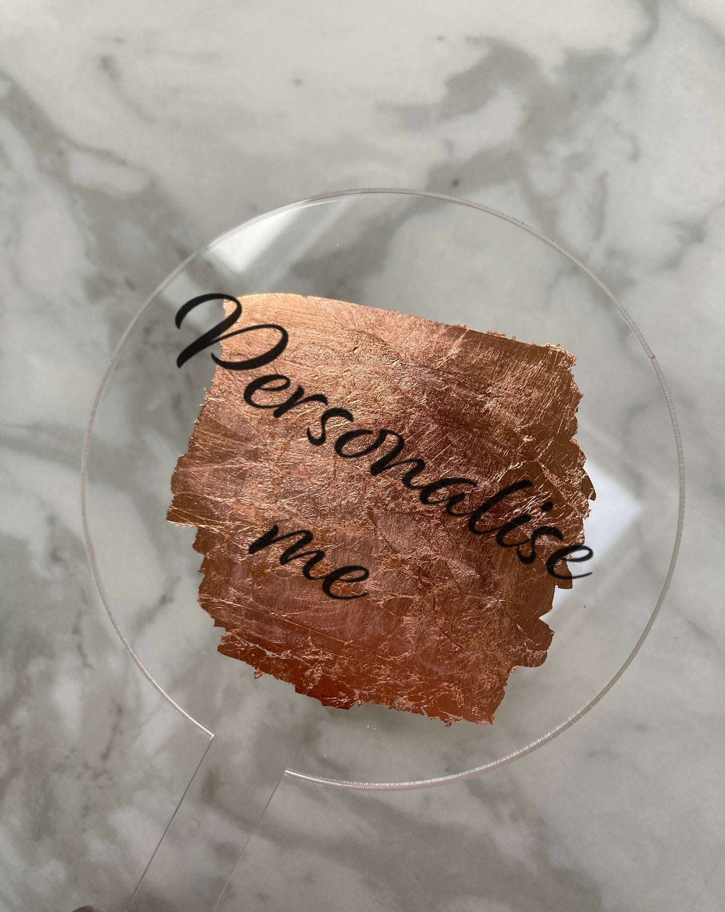 Acrylic Paddle topper, Acrylic cake topper Gold/Silver/Copper leaf.