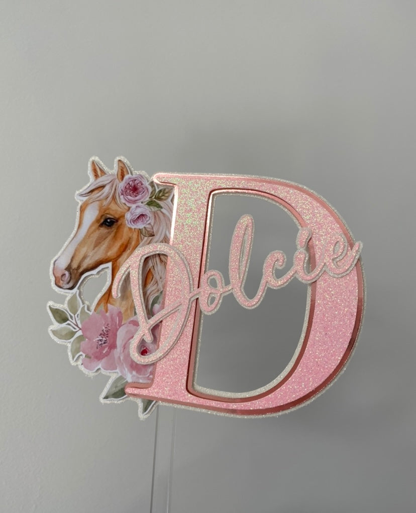 Horse cake topper with personalised name