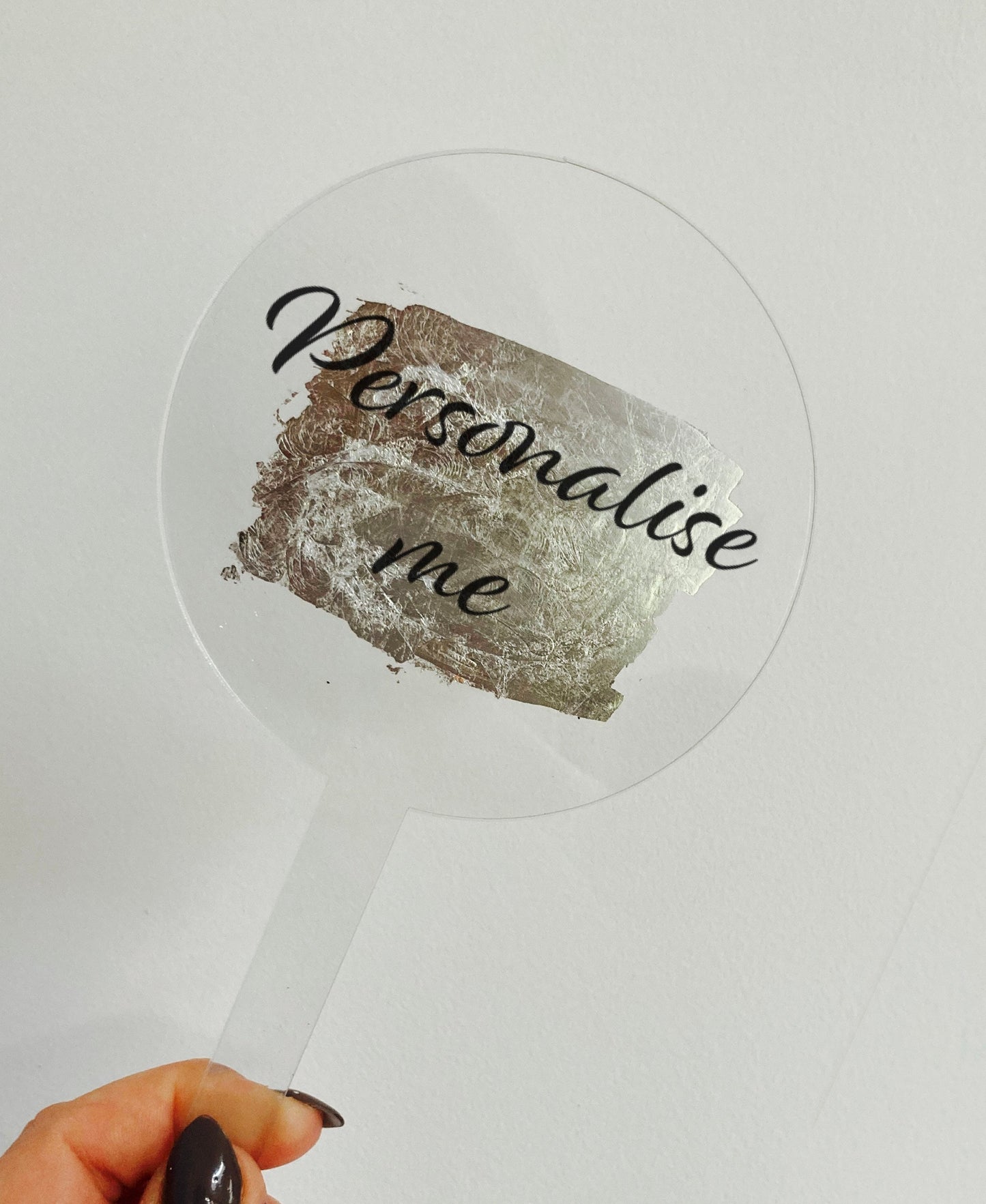 Acrylic Paddle topper, Acrylic cake topper Gold/Silver/Copper leaf.