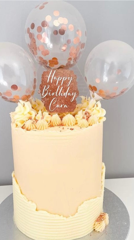 Acrylic Paddle topper, Acrylic cake topper Gold/Silver/Copper leaf.