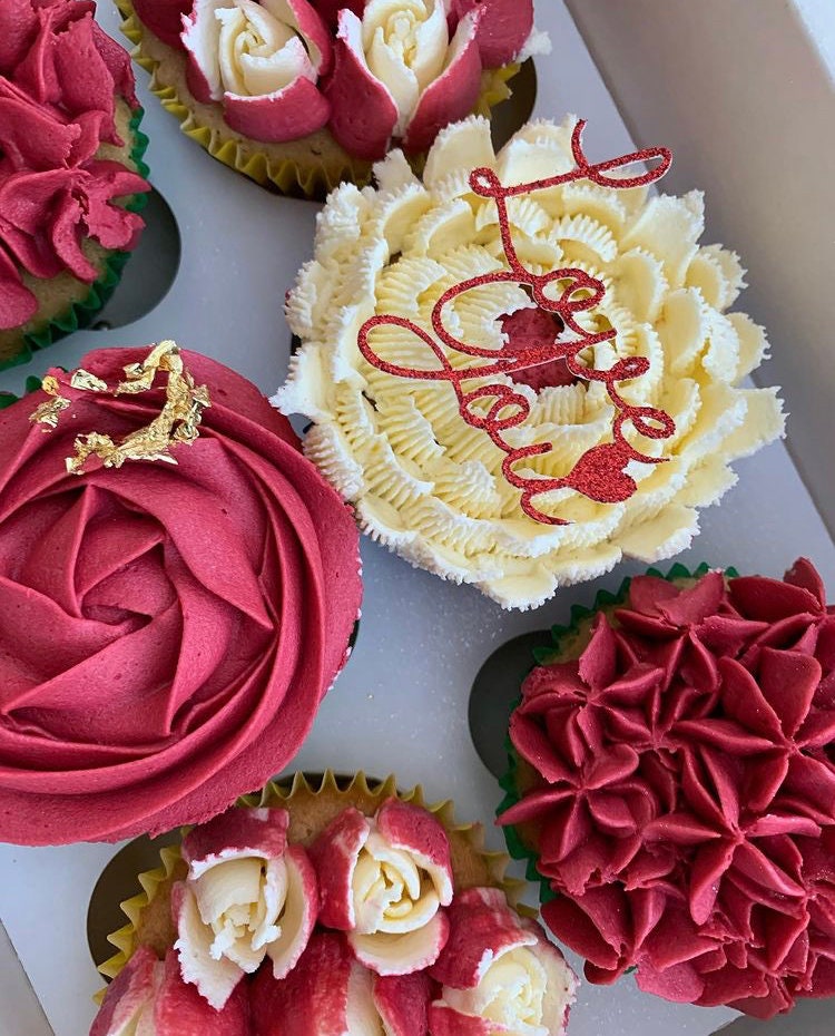 Valentines cupcake topper, Love you cupcake topper, Cake charms.