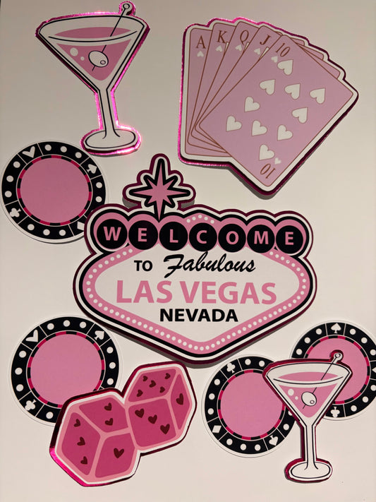 Vegas theme cake topper set