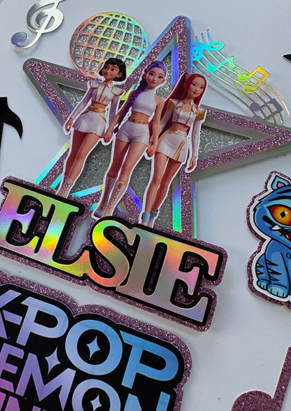 Kpop demon hunters cake topper set with personalised name and age