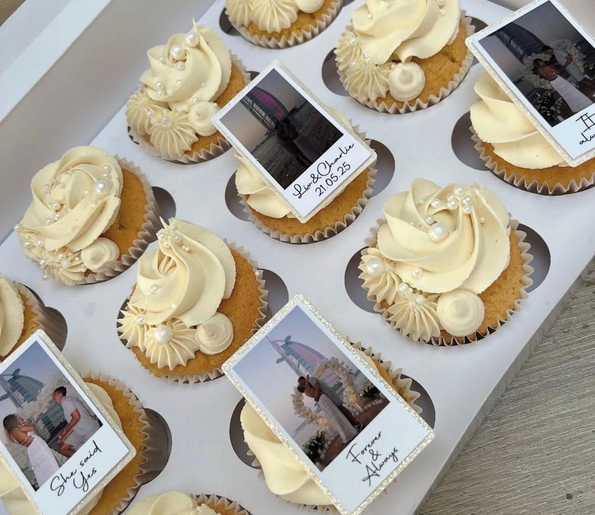 Polaroid photo cupcake topper