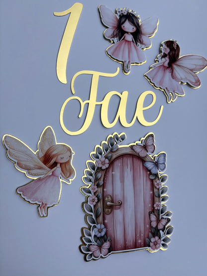 Fairy cake topper set, personalised name & age