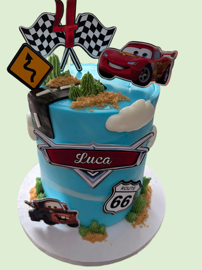 Cars cake topper set with personalised name & age