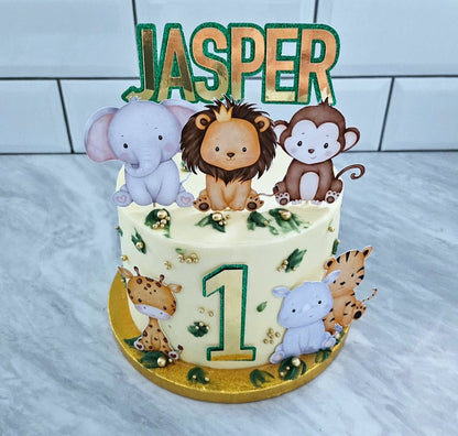 Safari cake topper set with personalised name & age