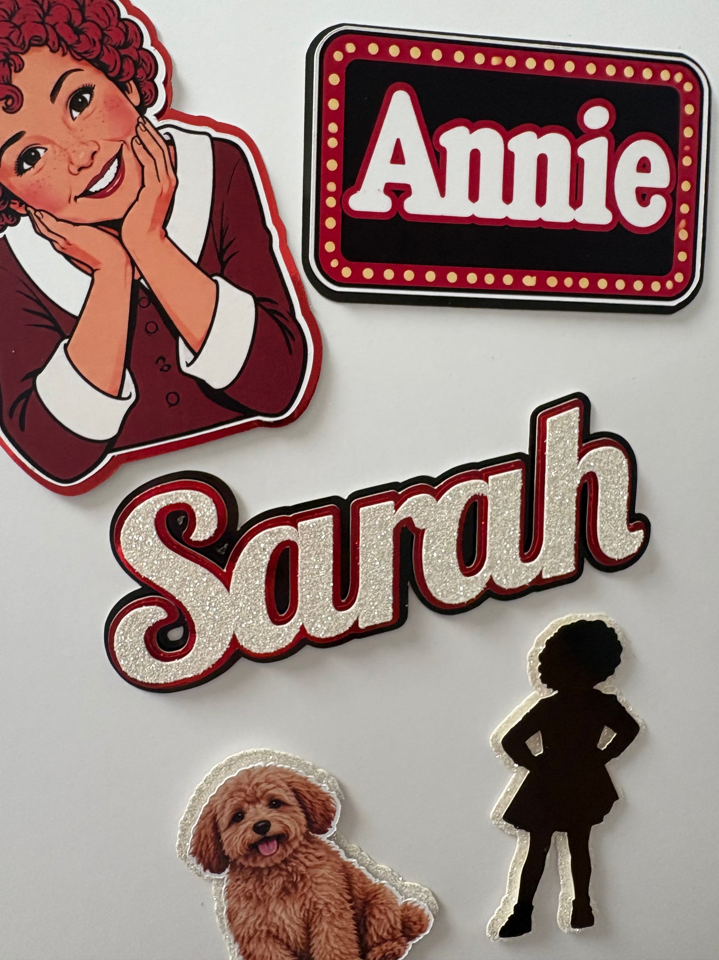 Annie theme cake toppers with personalised name