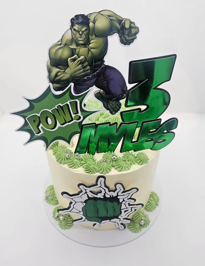 Hulk cake topper set with personalised name & age