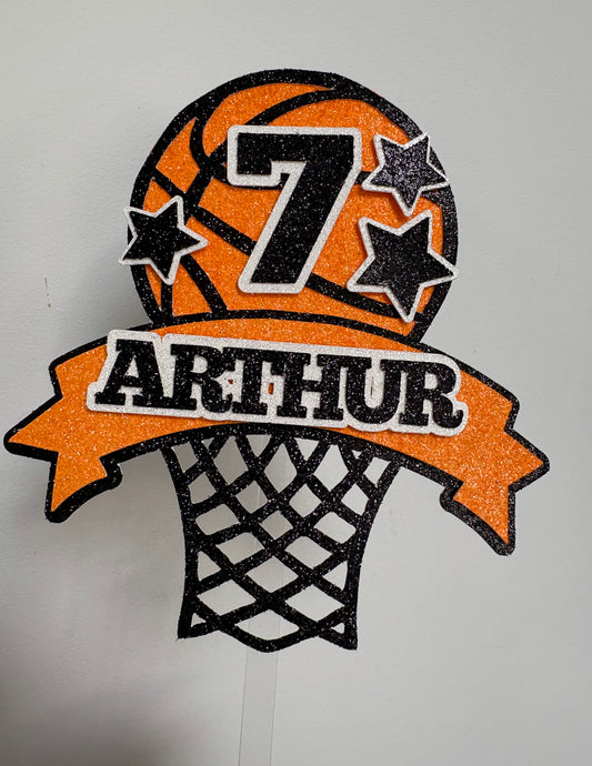 Basketball cake topper, Personalised name and age cake topper basket ball theme
