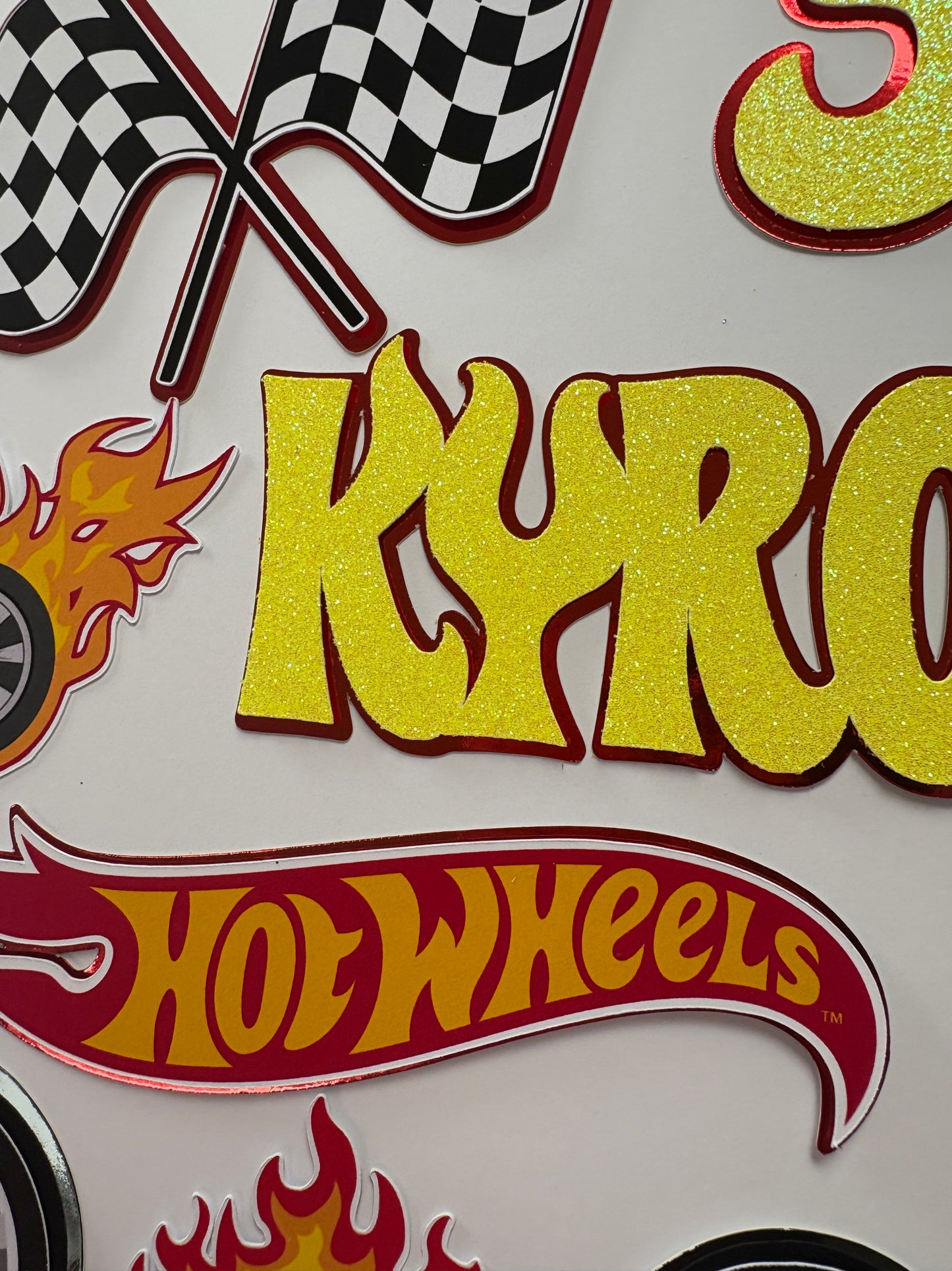 Hot wheels cake topper with personalised name & age