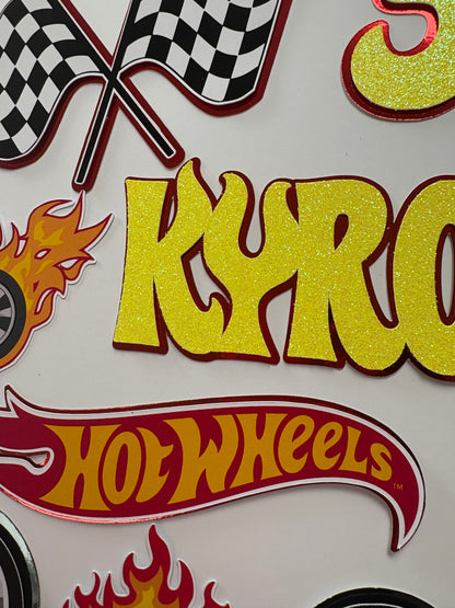 Hot wheels cake topper with personalised name & age