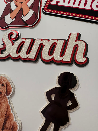 Annie theme cake toppers with personalised name