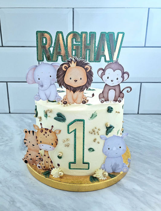 Safari cake topper set with personalised name & age