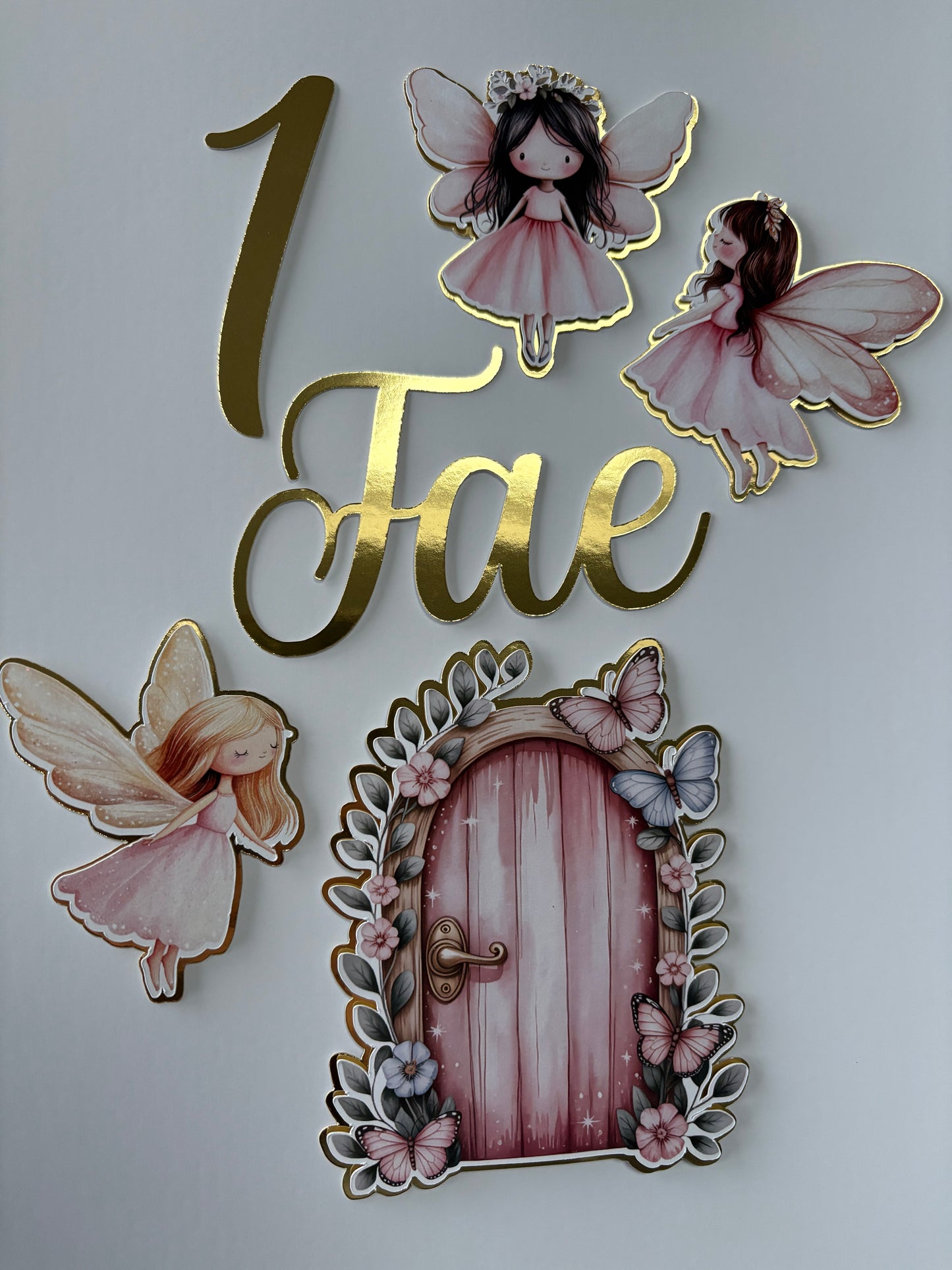 Fairy cake topper set, personalised name & age
