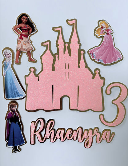 Princess cake topper set, name & age