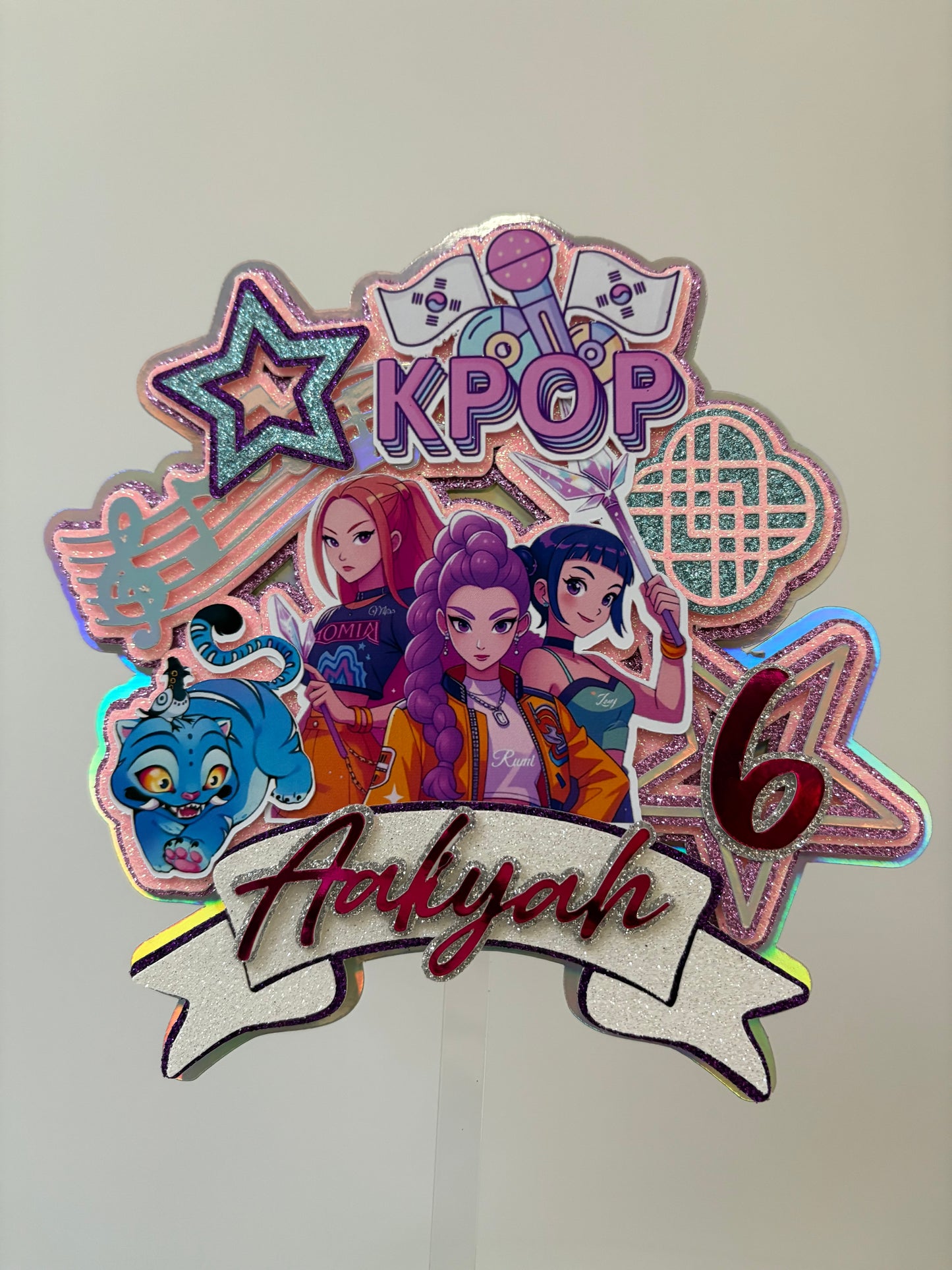 Kpop demon hunter cake topper with personalised name and age