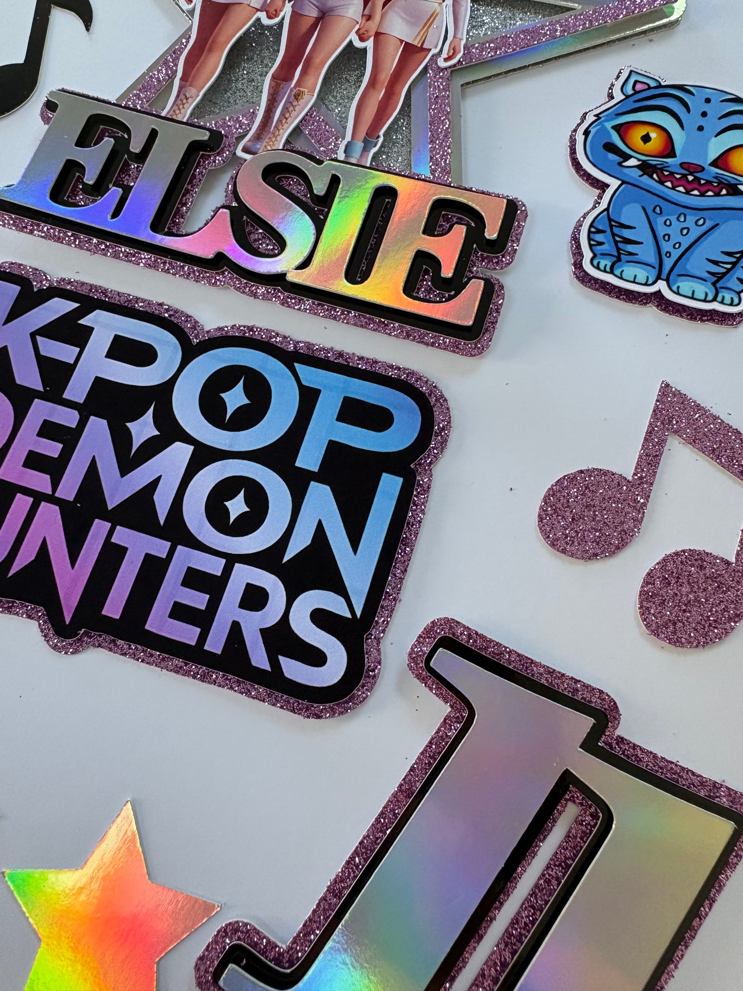 Kpop demon hunters cake topper set with personalised name and age