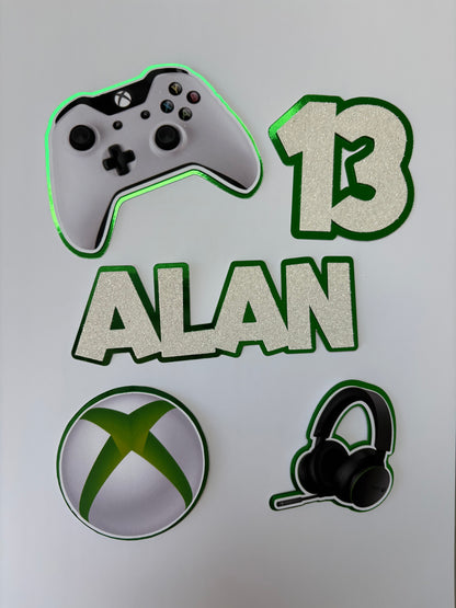 Xbox Gamer cake topper set with personalised name and age