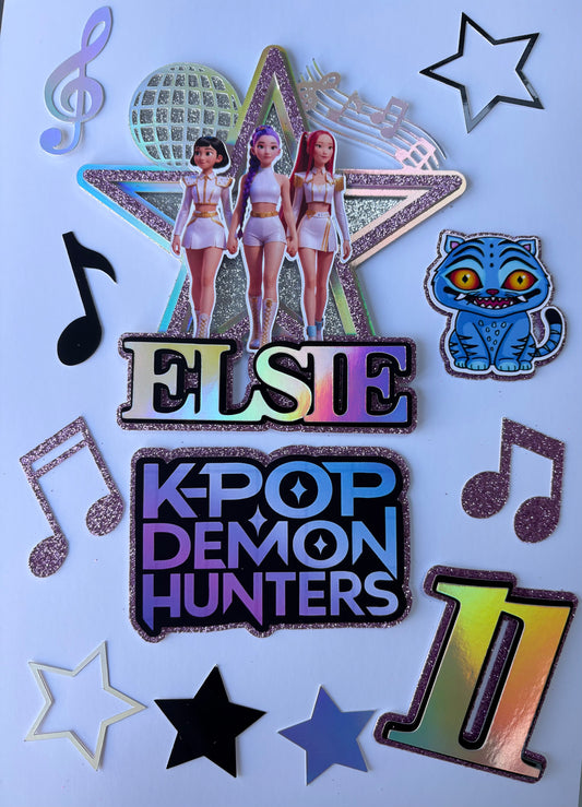 Kpop demon hunters cake topper set with personalised name and age