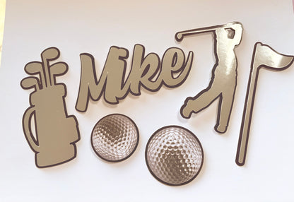 Golf cake topper set, personalised name