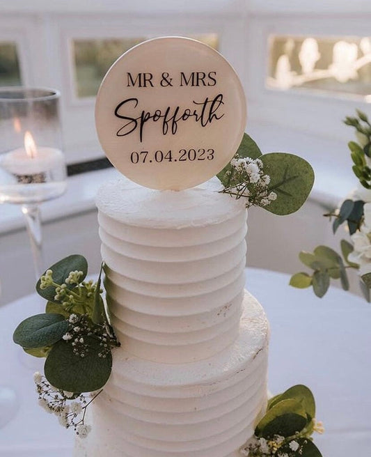 Wedding cake topper, Personalised acrylic wedding cake