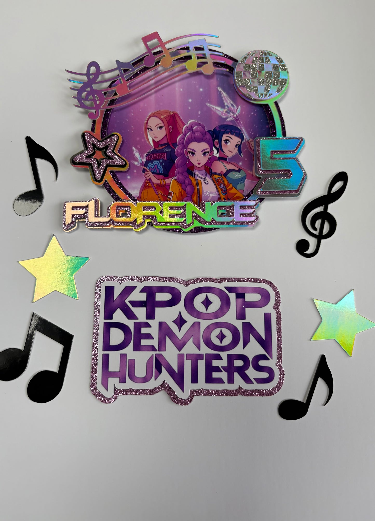 Kpop demon hunter cake topper with personalised name and age