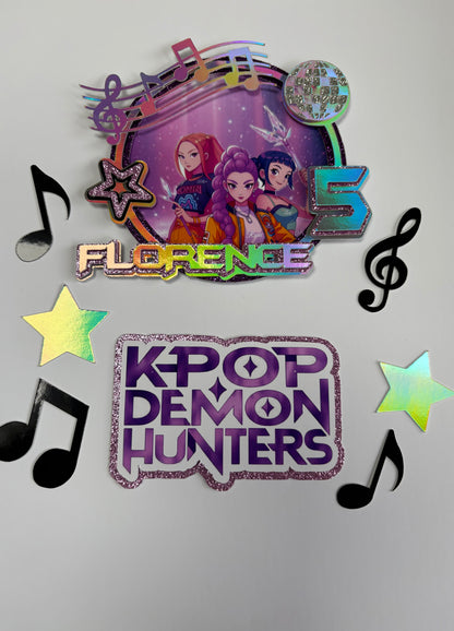 Kpop demon hunter cake topper with personalised name and age