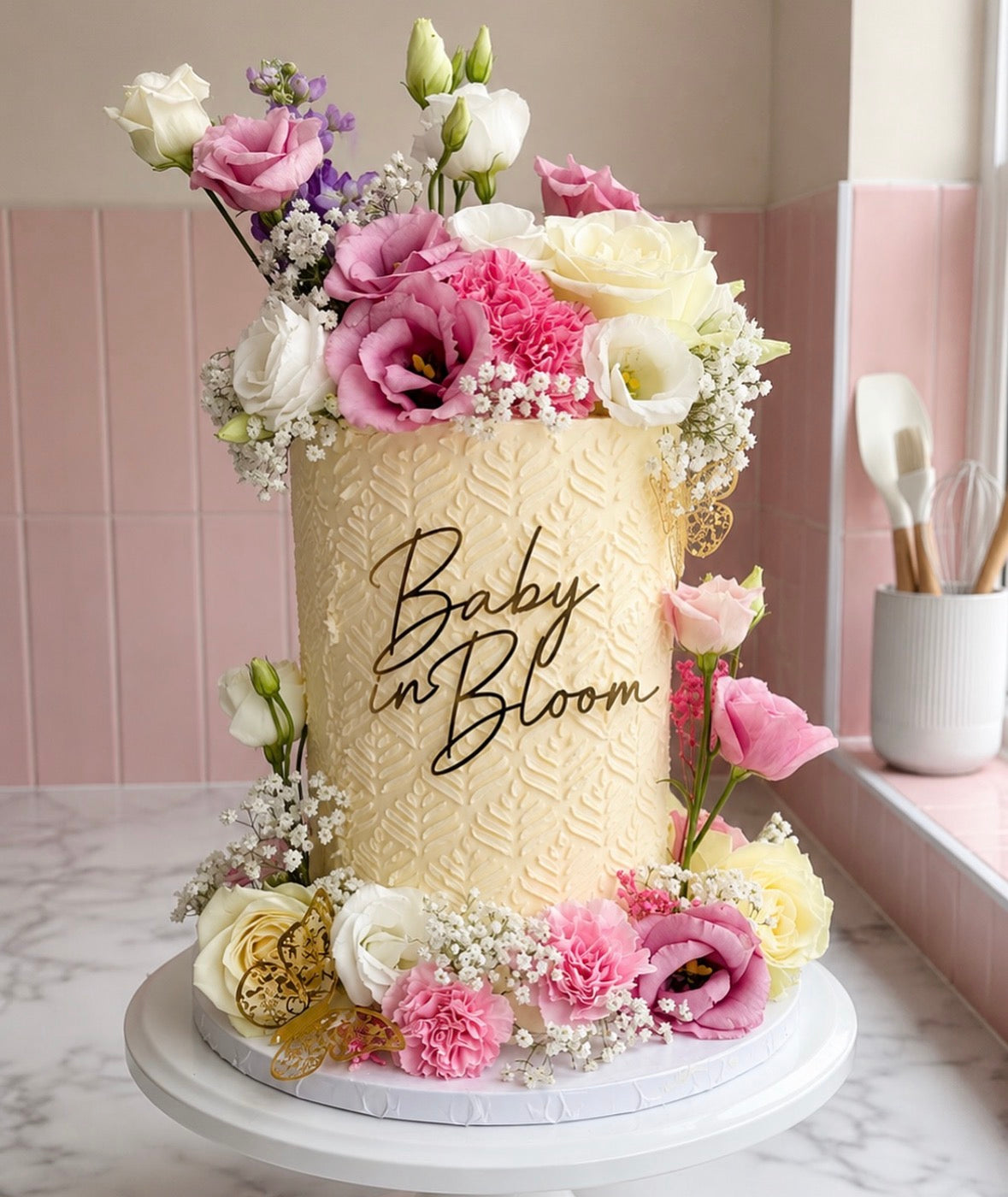 Baby in bloom cake topper charm