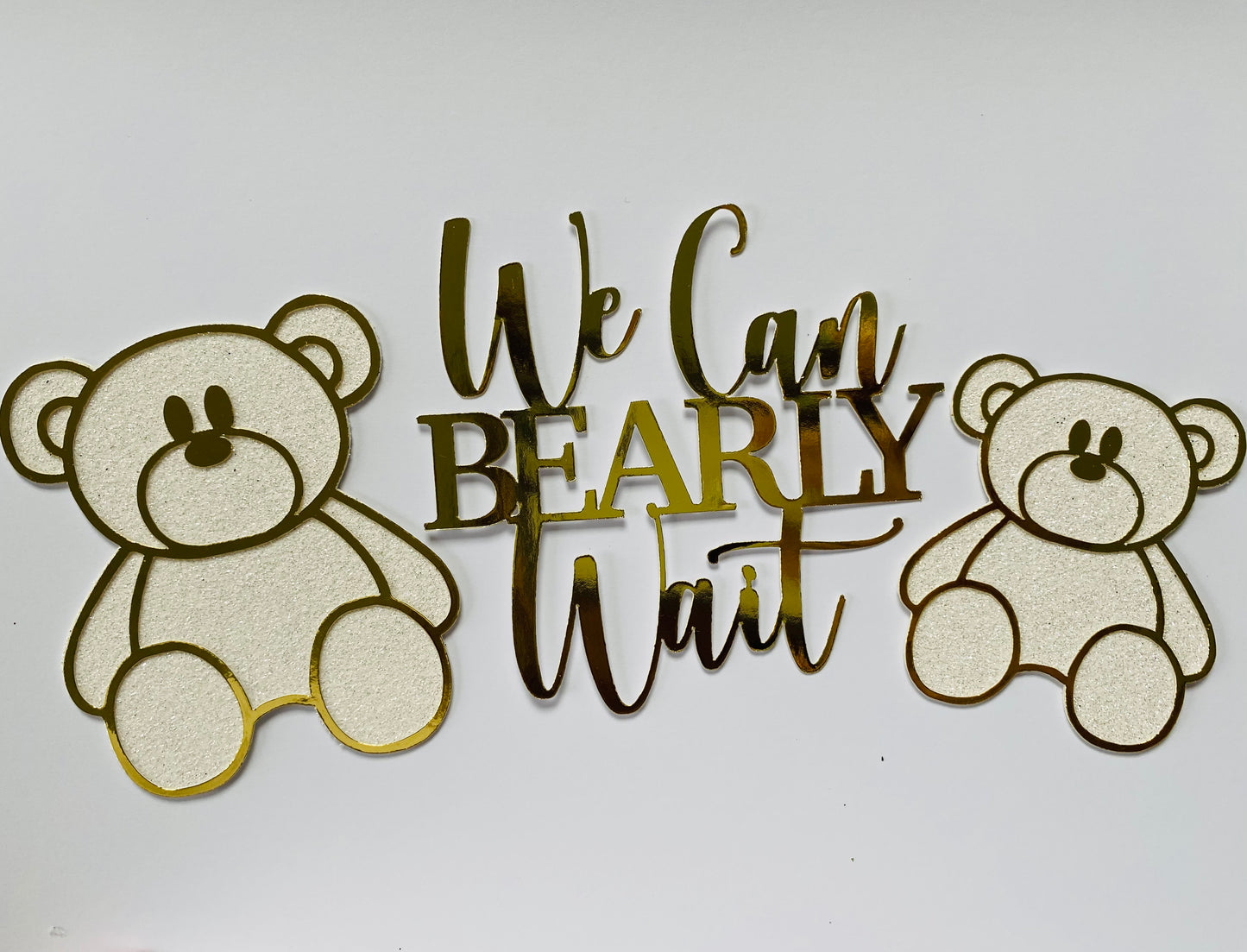 Baby shower cake topper set, we can barely wait cake topper set.
