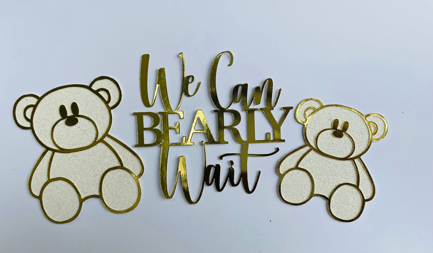 Baby shower cake topper set, we can barely wait cake topper set.