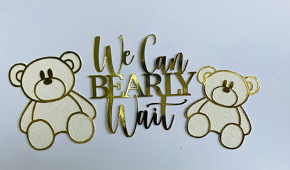 Baby shower cake topper set, we can barely wait cake topper set.