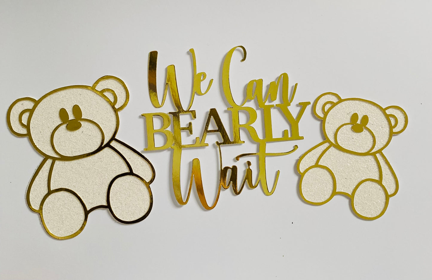 Baby shower cake topper set, we can barely wait cake topper set.