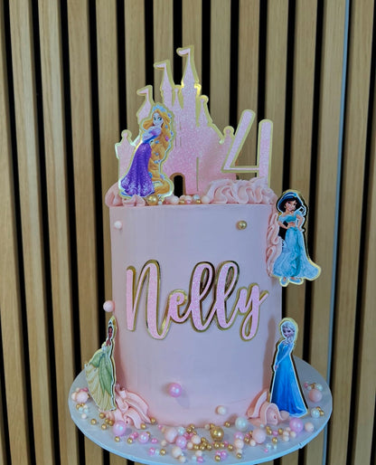 Princess cake topper set, name & age