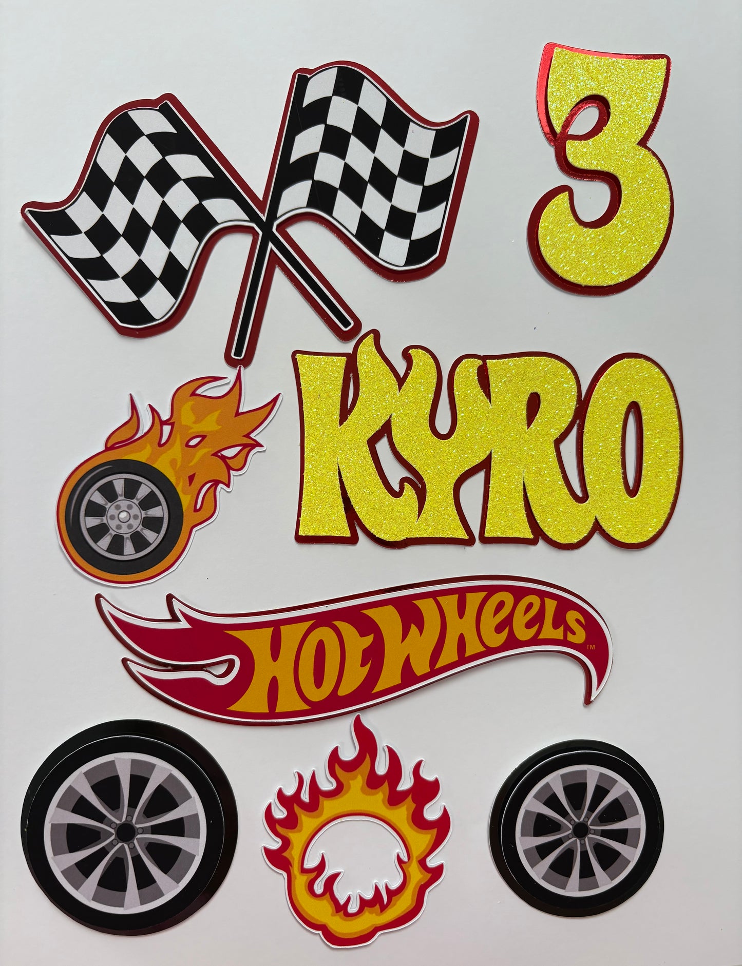 Hot wheels cake topper with personalised name & age