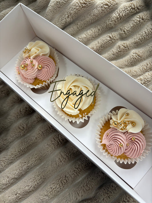 Engaged gold mirror cupcake toppers 