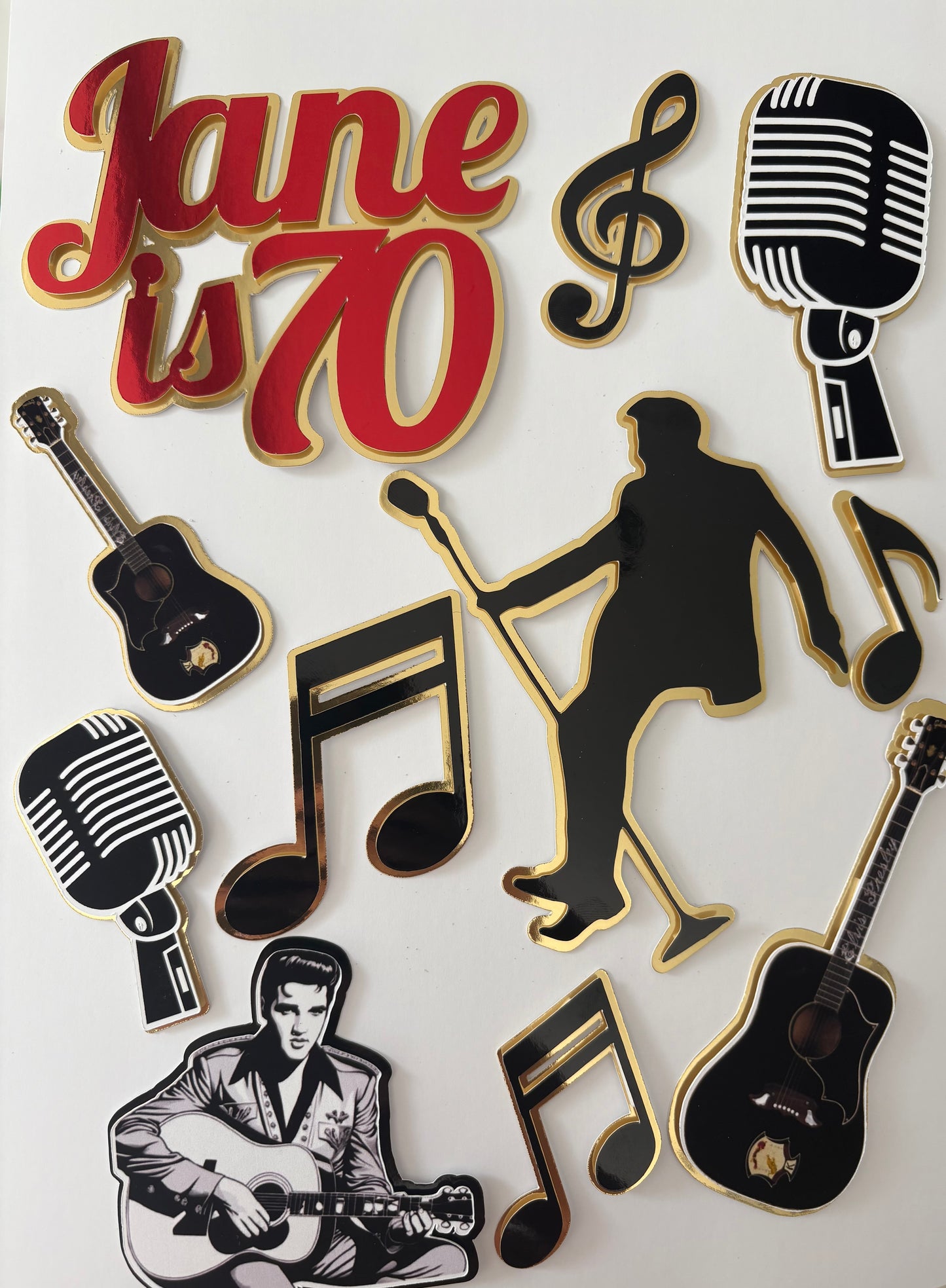 Elvis cake topper set with personalised name/age