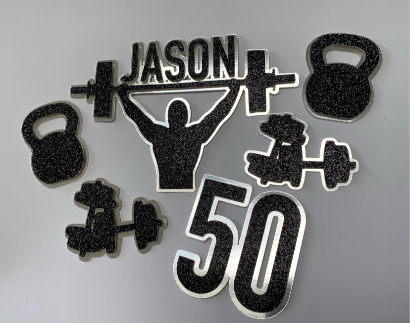 Gym cake topper set