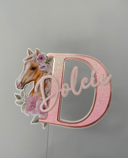 Horse cake topper with personalised  name