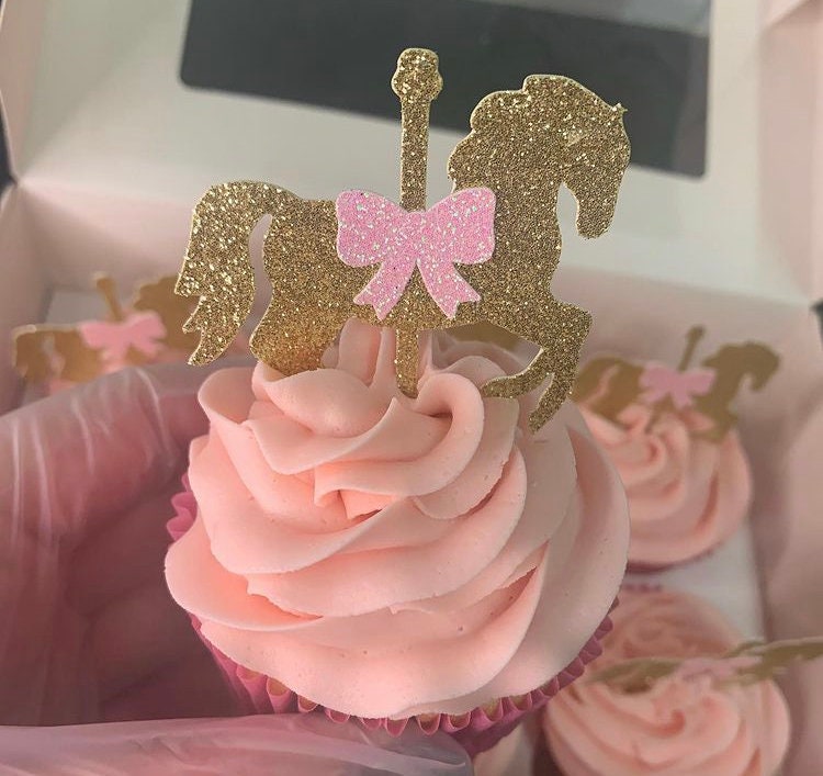 Carousel horses cupcake toppers