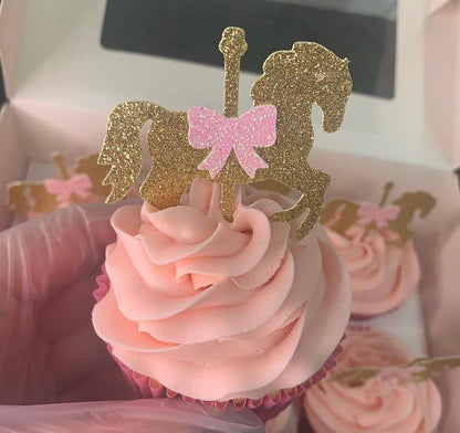Carousel horses cupcake toppers