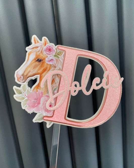 Horse cake topper with personalised  name