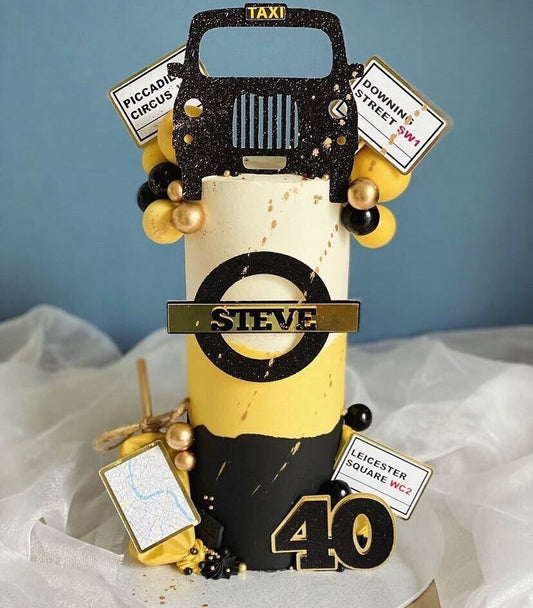 Taxi cake topper set