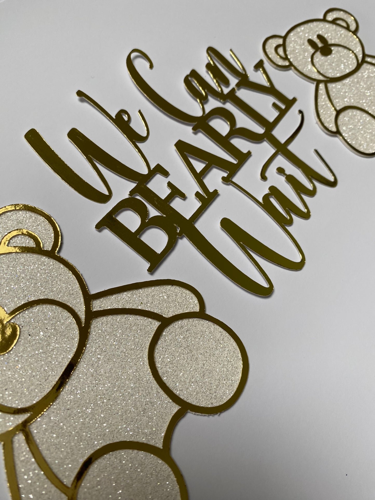 Baby shower cake topper set, we can barely wait cake topper set.